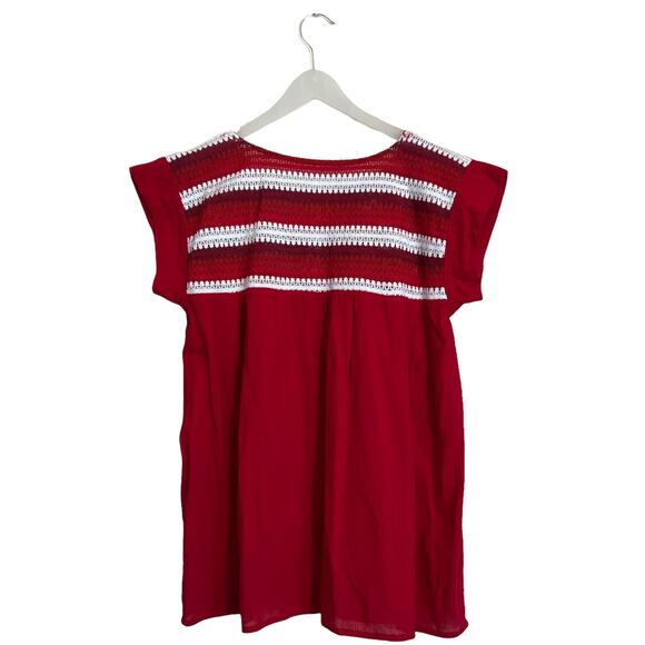 Vintage Red Mexican Embroidered Top Size Xl - Picture 6 of 10